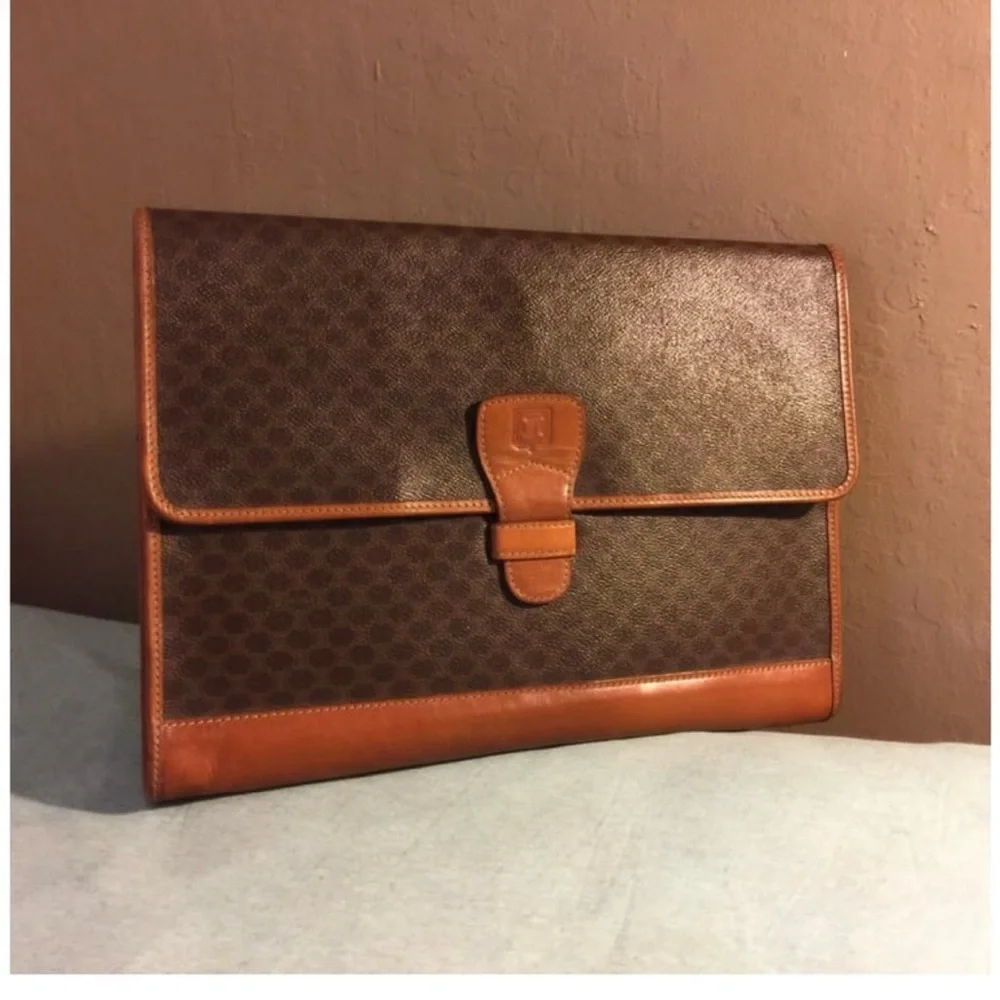 Authentic CELINE Brown Leather Large Clutch Bag - Picture 3 of 11